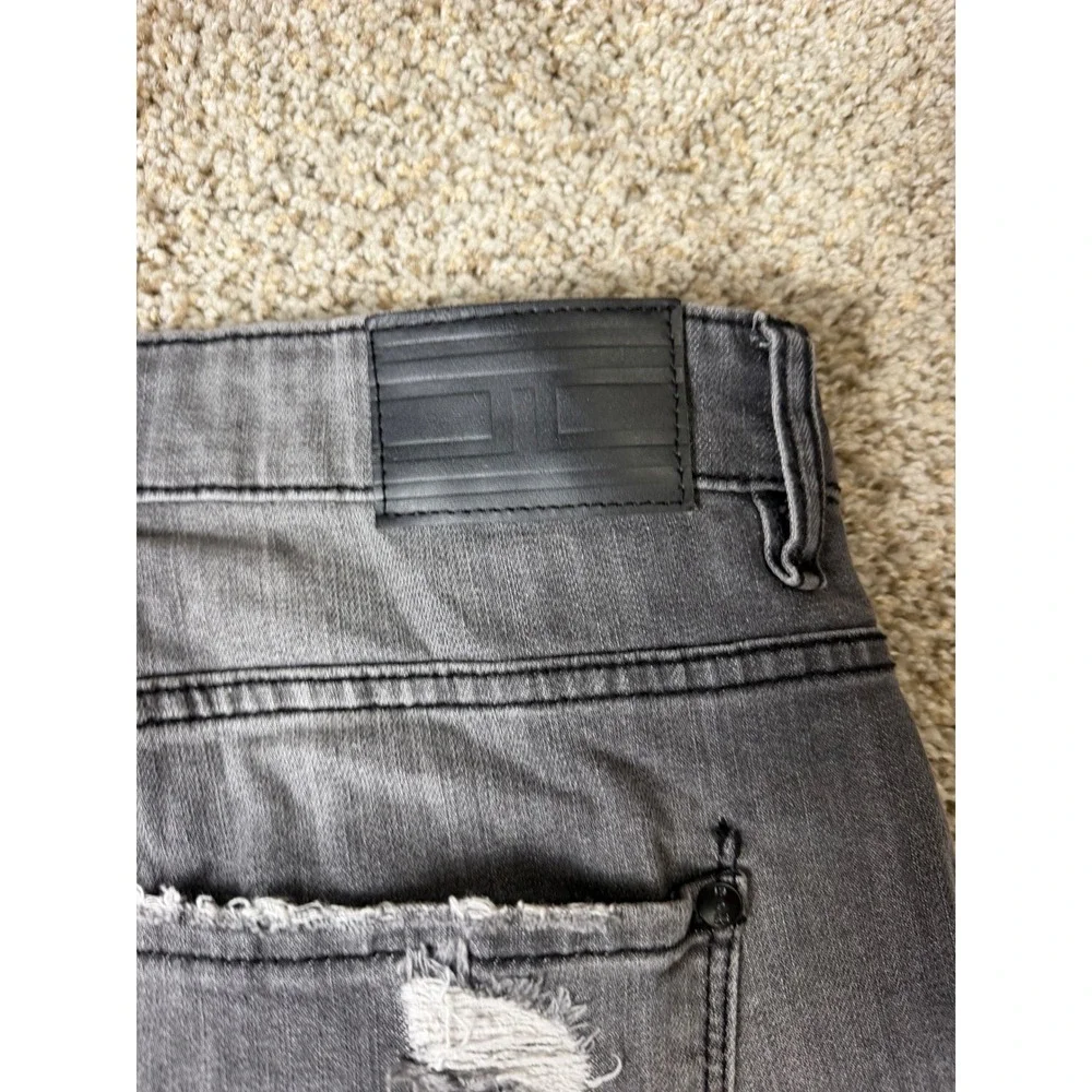 Jordan Craig Sean Distressed Denim Shorts Faded Black Mens 38 Cut Off Ripped